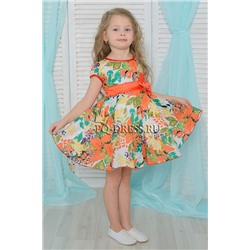 Платье нарядное для девочки "Бант-хлопок", цвет оранж