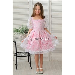 Платье нарядное для девочки "Фонарик", цвет розовый с белым