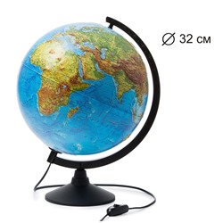 Глобус Земли физико-политический 320 мм с подсветкой Рельефный Классик